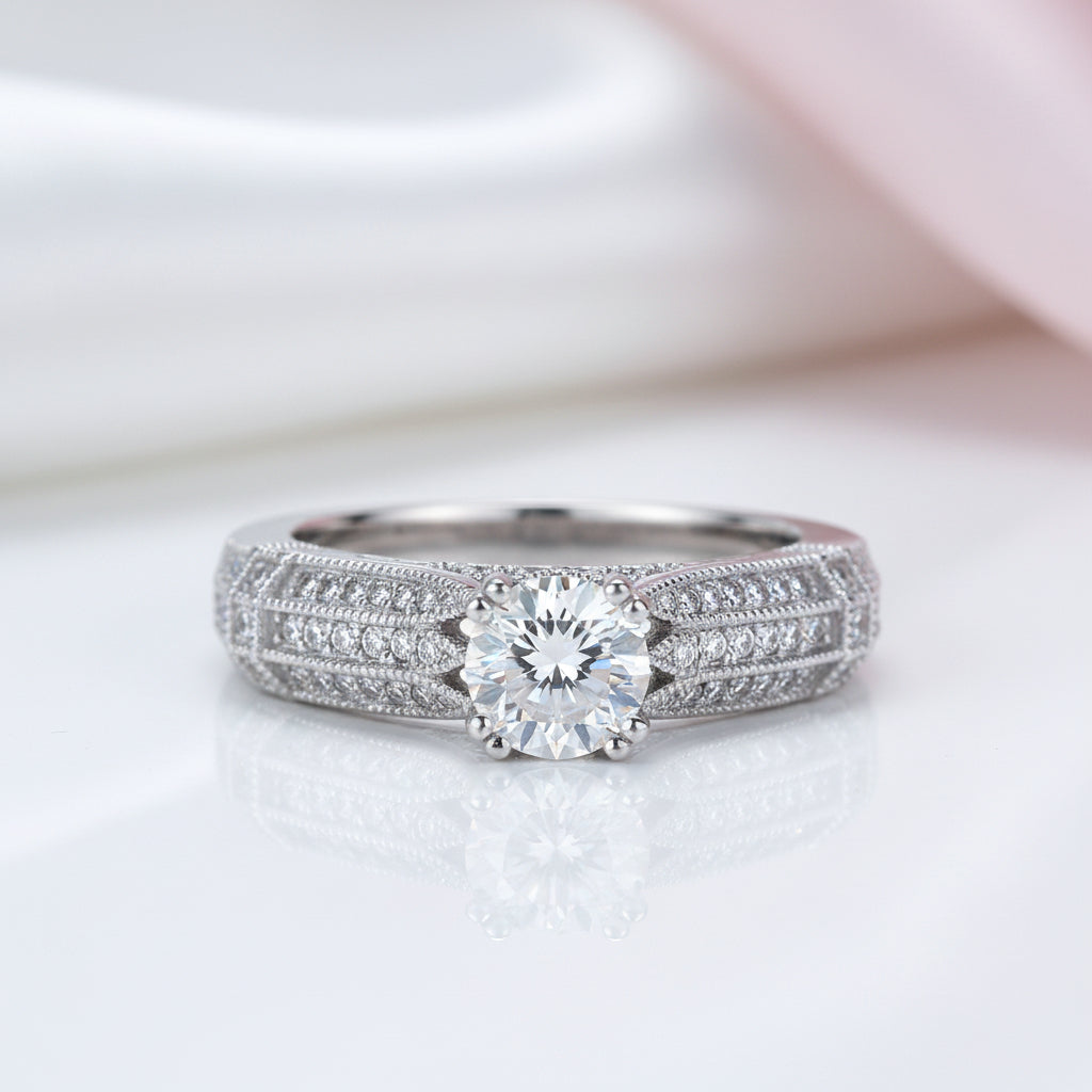 Vintage Option 1.0 Ct Diamond Option Bridal Engagement Ring-Black Diamonds New York