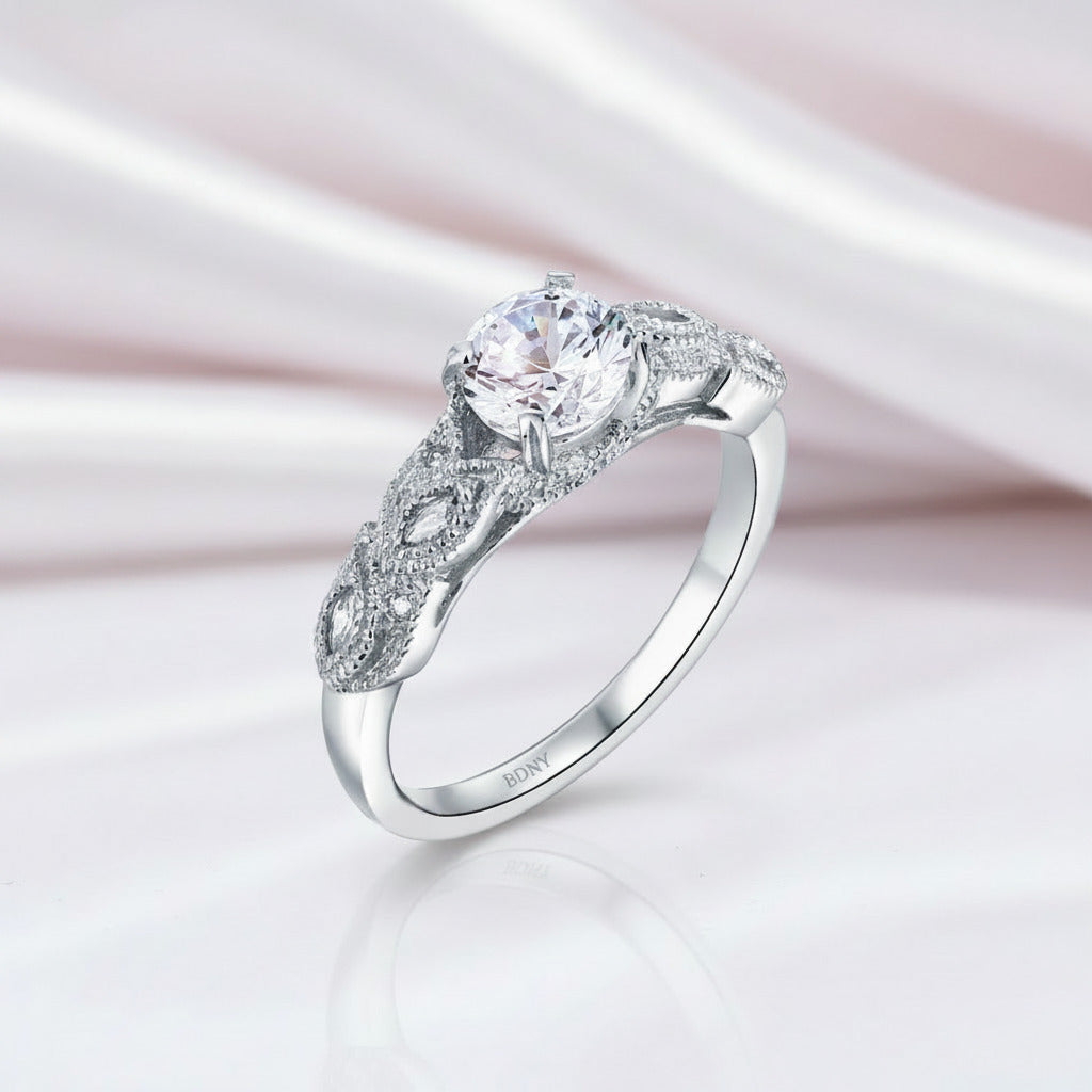 Vintage Option 1 Ct Engagement Ring-Black Diamonds New York