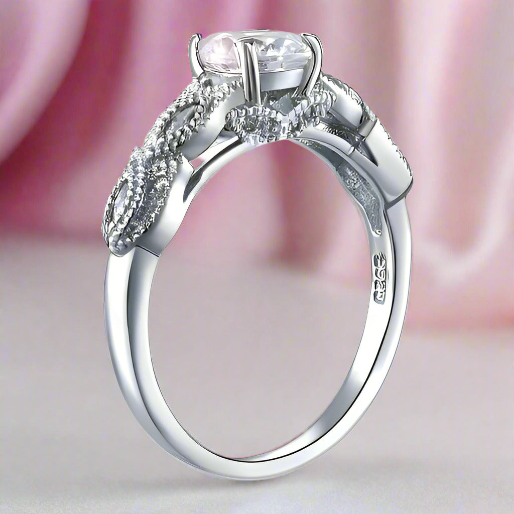 Vintage Style 1 Ct Engagement Ring-Black Diamonds New York