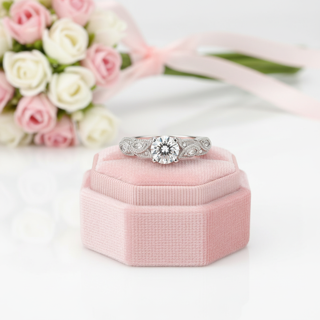 Vintage Option 1 Ct Engagement Ring-Black Diamonds New York