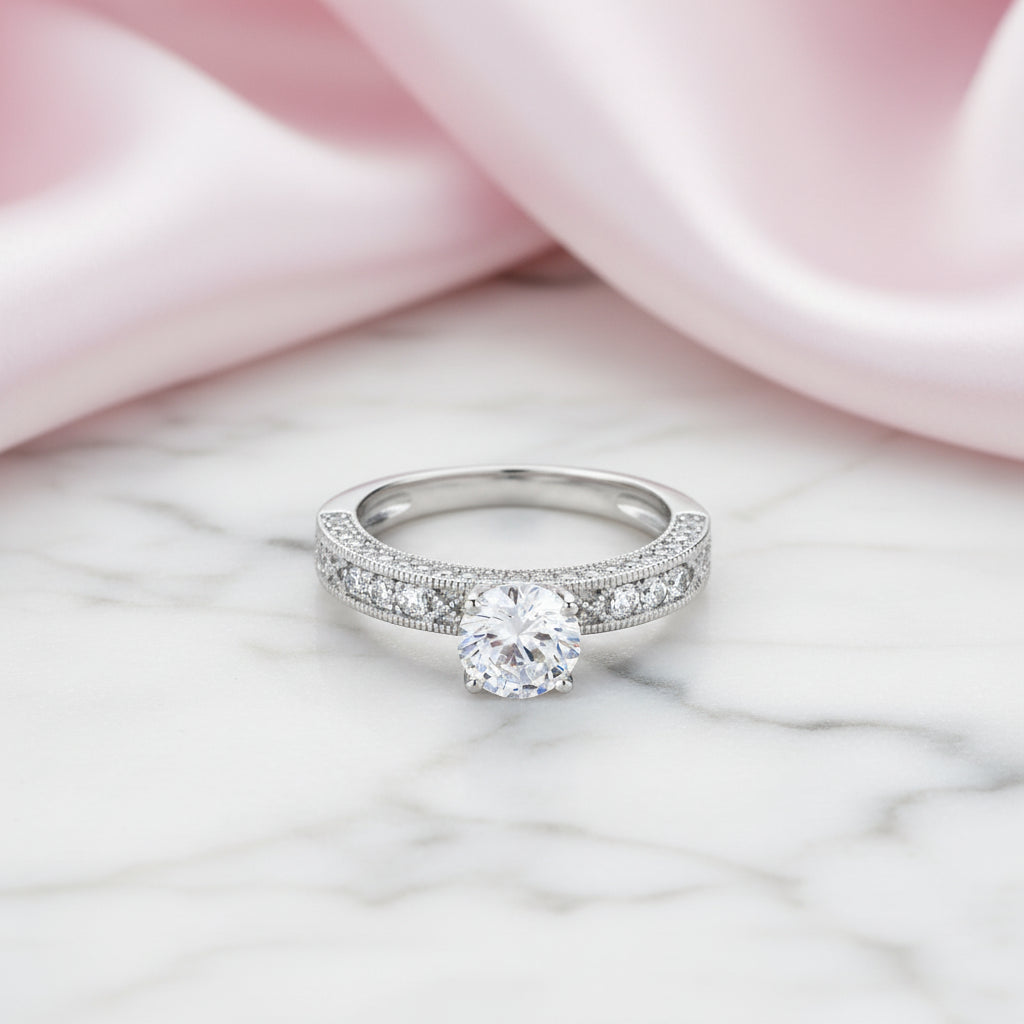 Vintage Option 1.25 Ct Diamond Option Bridal Engagement Ring-Black Diamonds New York