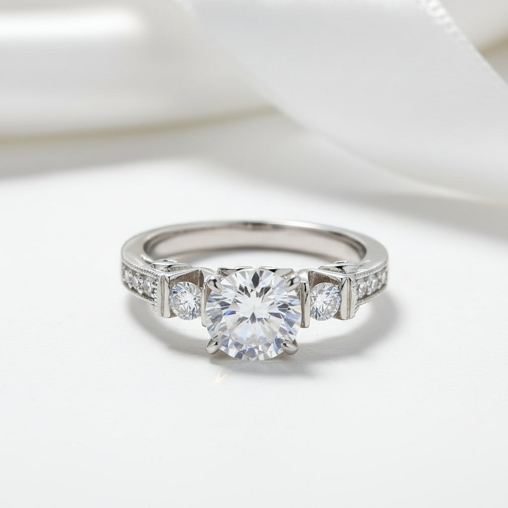 Vintage Option 1.25 ct Diamond Option Engagement Ring-Black Diamonds New York