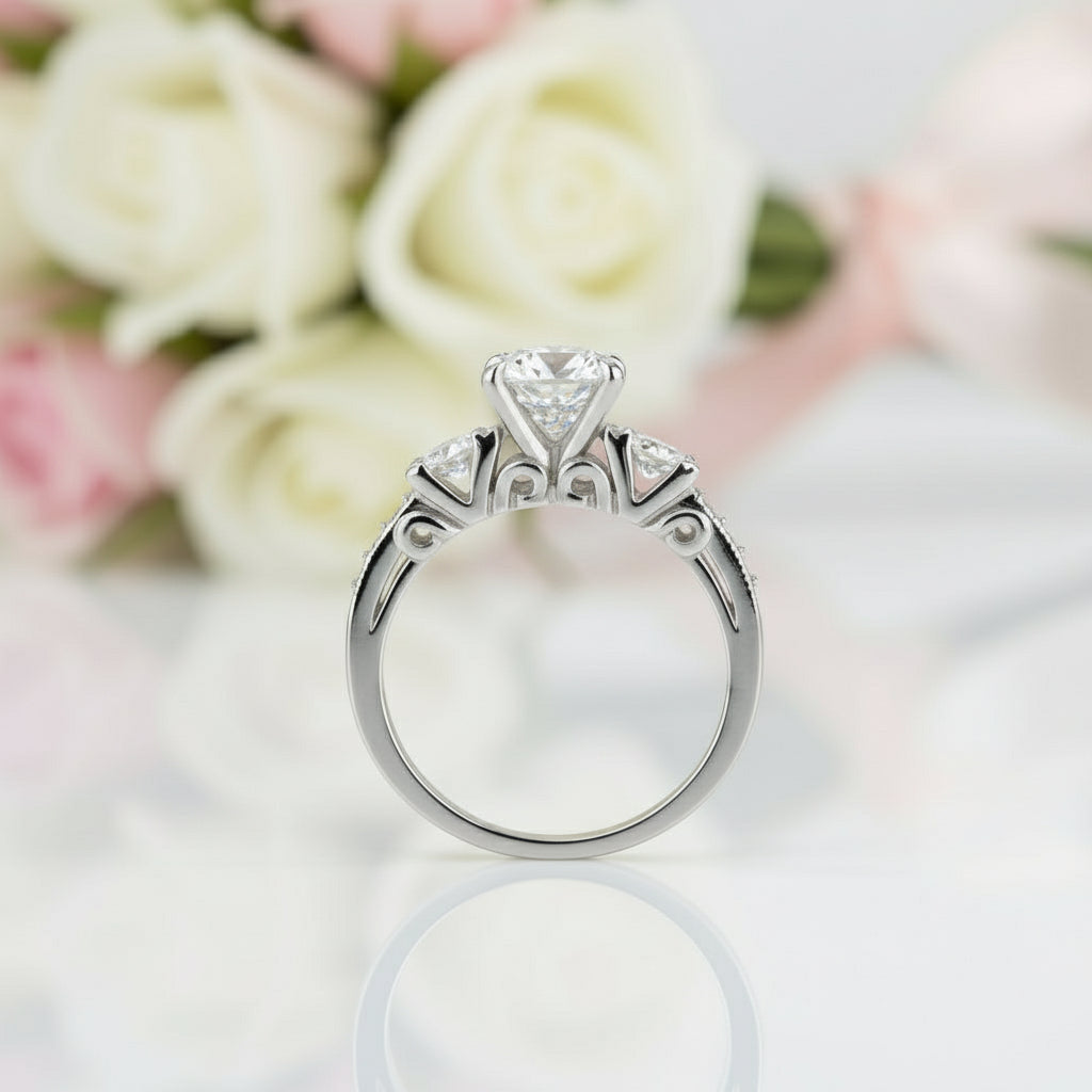 Vintage Style 1.25 ct Diamond Engagement Ring-Black Diamonds New York