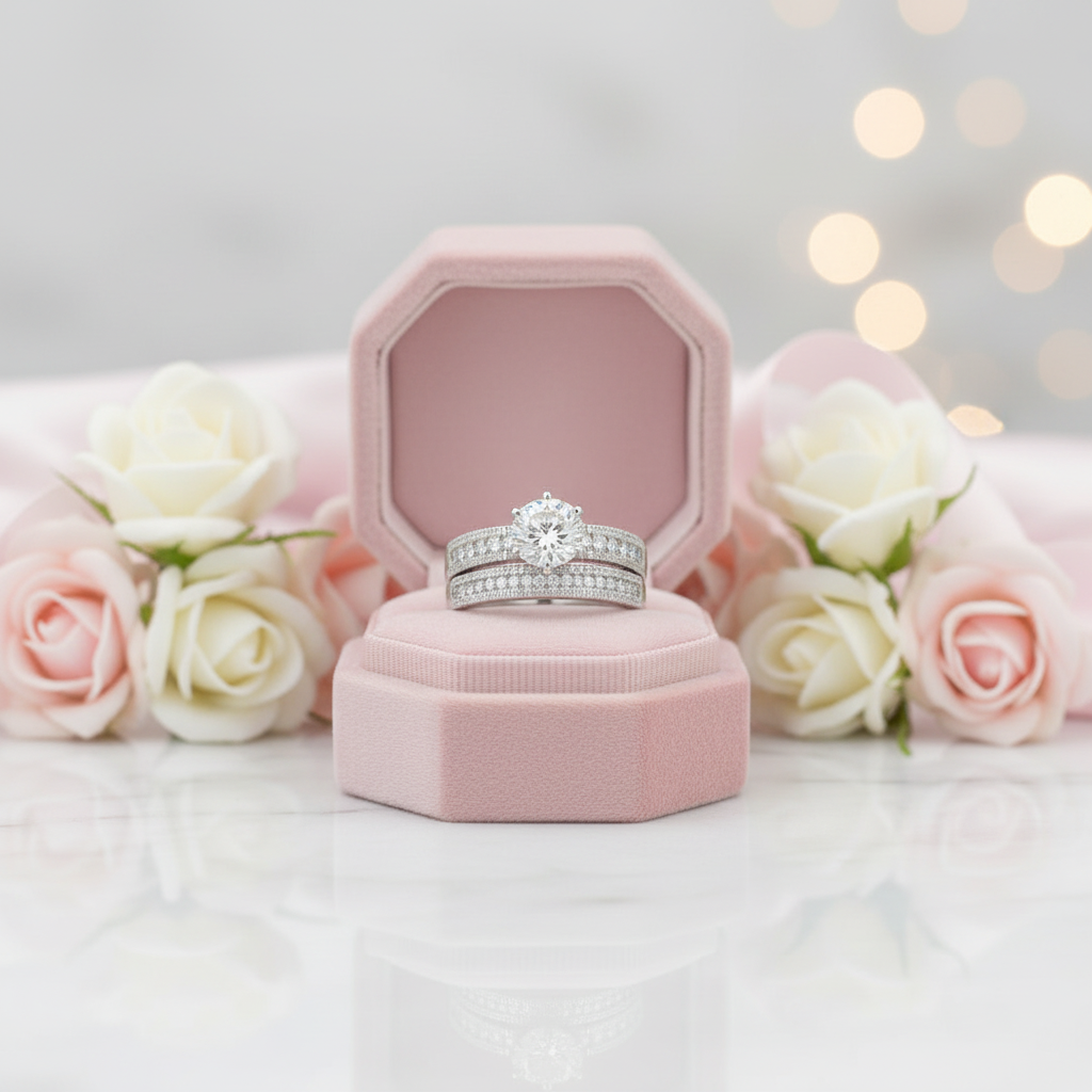 Vintage Option 1.25 Ct Diamond Option 2-Pc Engagement Ring Set-Black Diamonds New York