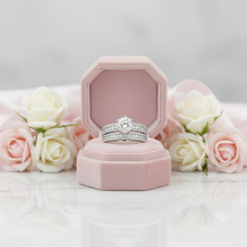 Vintage Option 1.25 Ct Diamond Option 2-Pc Engagement Ring Set-Black Diamonds New York