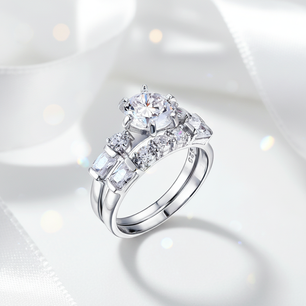 2.0 Ct Diamond 2-Pc Vintage Style Engagement Ring Set-Black Diamonds New York