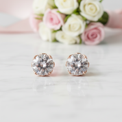 14k Rose Gold Vintage Option Topaz Stud Earrings-Black Diamonds New York