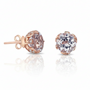 14k Rose Gold Vintage Option Topaz Stud Earrings-Black Diamonds New York