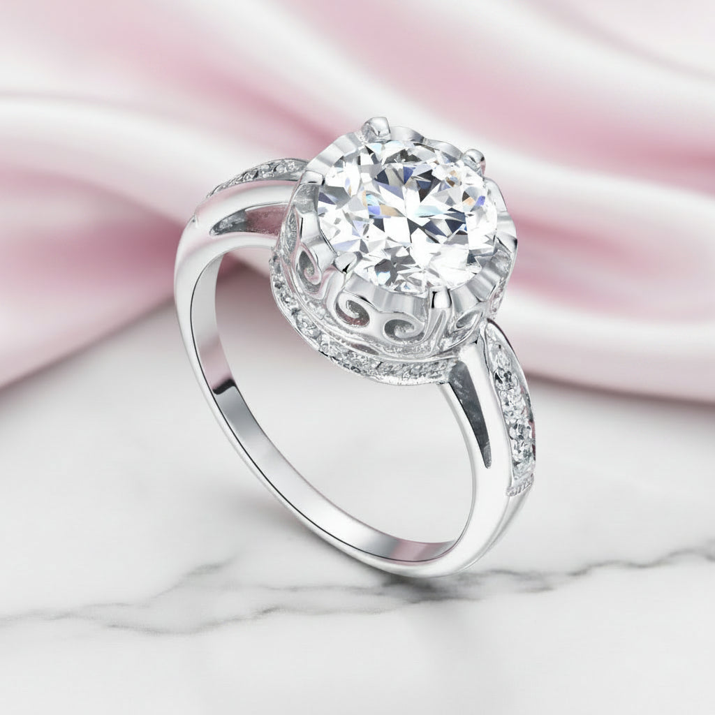 Vintage Style 2.5 Ct Engagement Ring-Black Diamonds New York