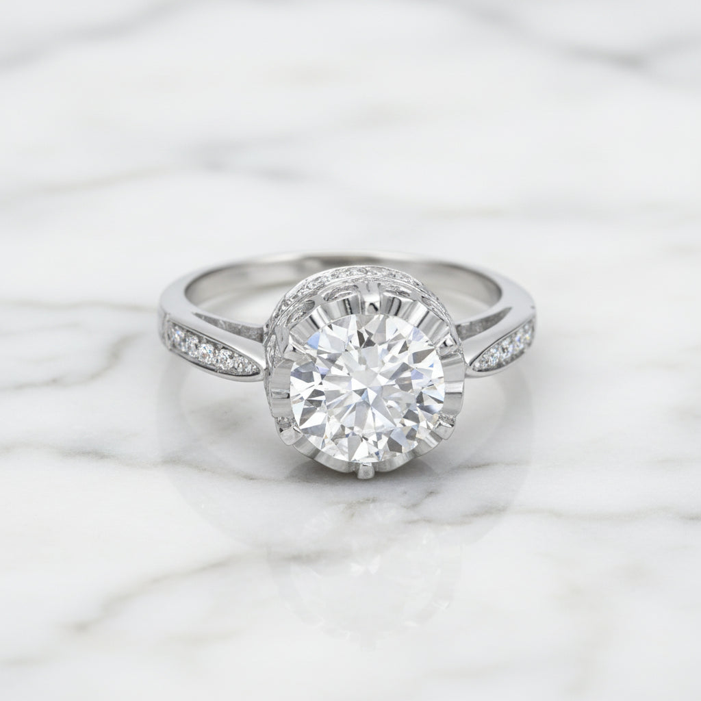 Vintage Style 2.5 Ct Engagement Ring-Black Diamonds New York