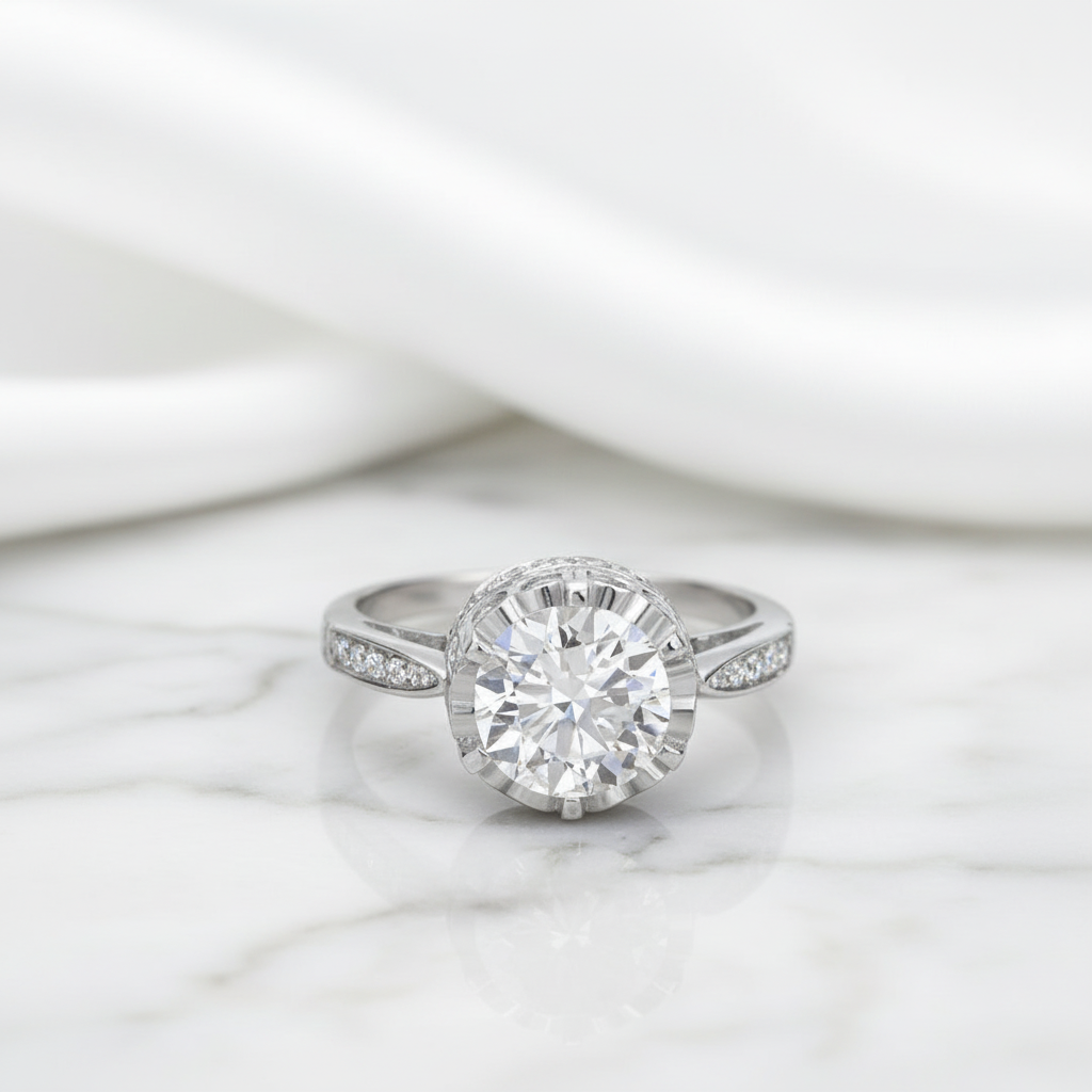 Vintage Style 2.5 Ct Engagement Ring-Black Diamonds New York