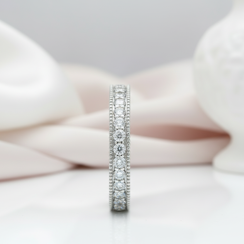 Vintage Option Art Deco Diamond Option Eternity Wedding Band-Black Diamonds New York