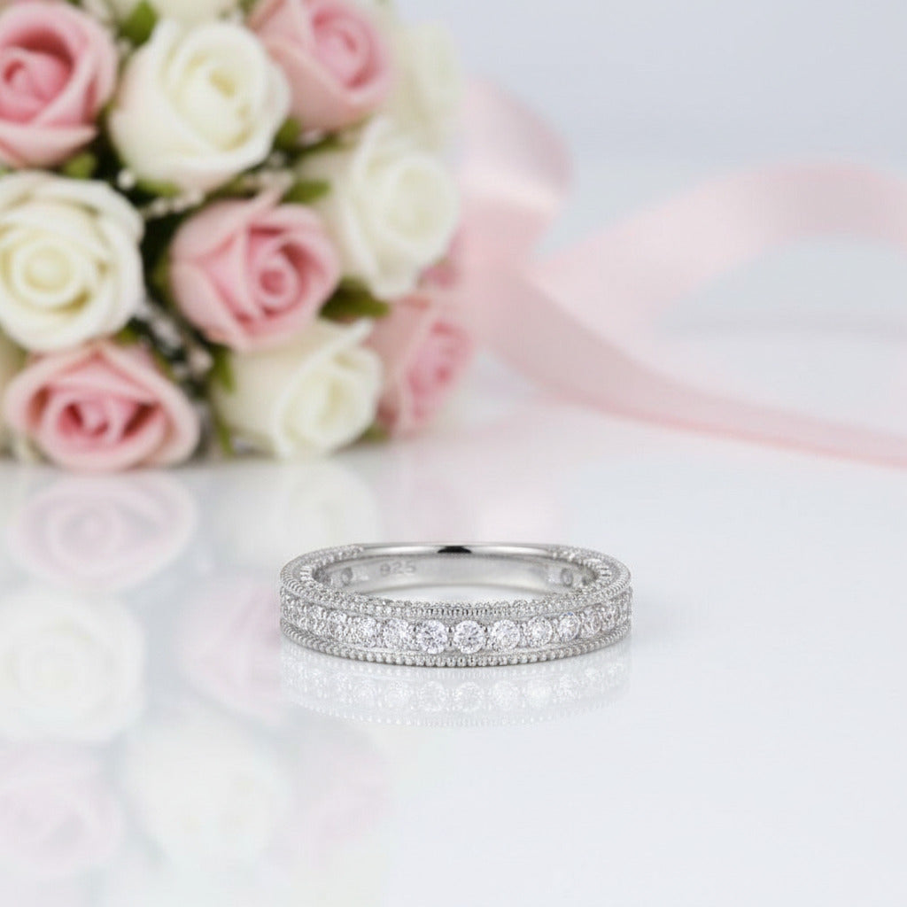 Vintage Option Art Deco Diamond Option Eternity Wedding Band-Black Diamonds New York