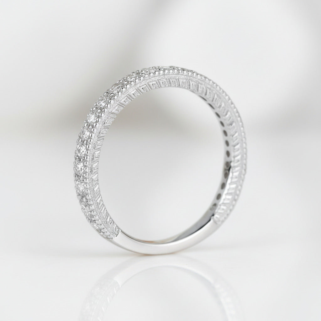 Vintage Option Art Deco Diamond Option Eternity Wedding Band-Black Diamonds New York
