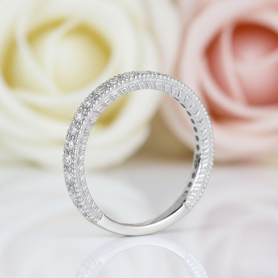 Vintage Style Art Deco Diamond Eternity Wedding Band-Black Diamonds New York