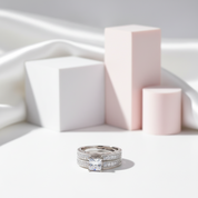 Vintage Style Victorian Art Deco 1.0 Ct Diamond 2-Pc Engagement Ring Set-Black Diamonds New York