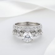 Vintage Option Victorian Art Deco 1.25 Ct Diamond Option 2-Pcs Engagement Ring Set-Black Diamonds New York
