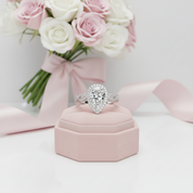 Vintage Twist Halo Pear Cut Engagement Ring-Black Diamonds New York