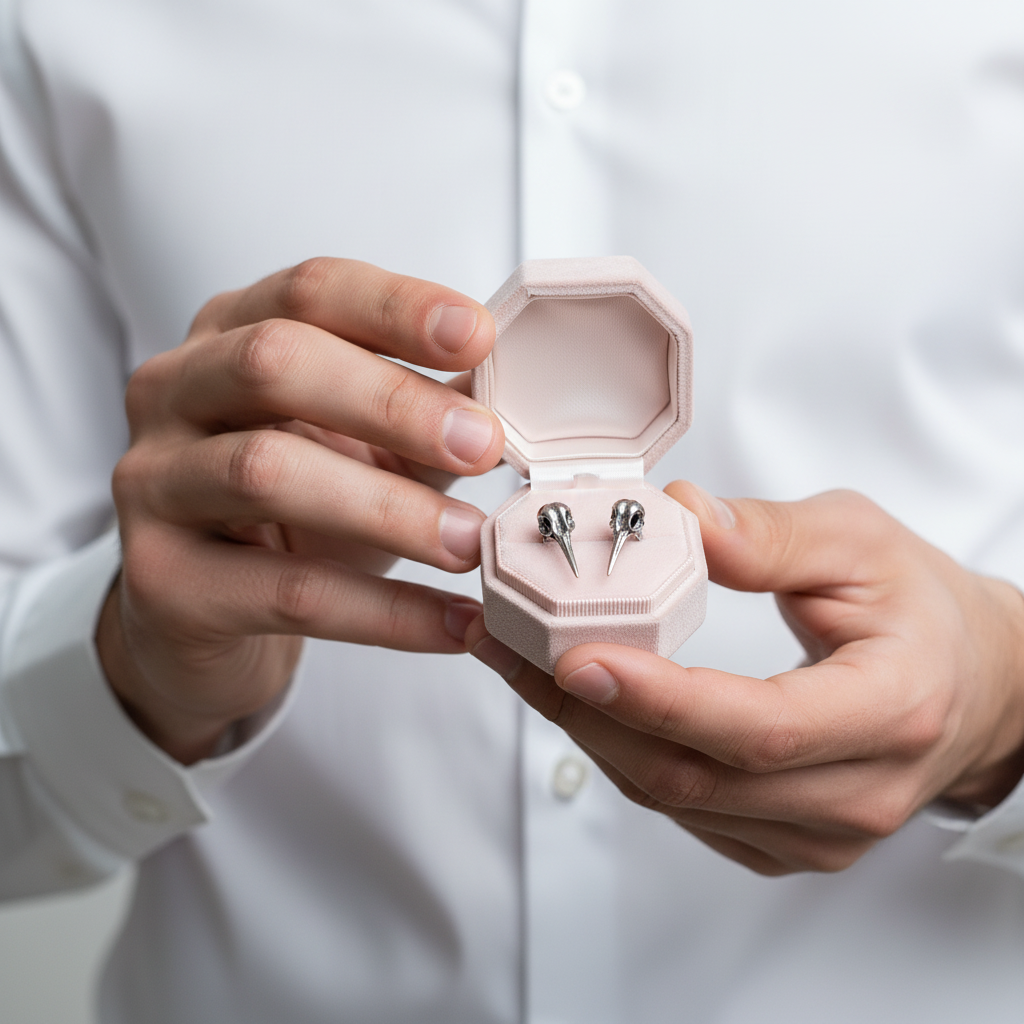 Vintage Viking Raven Stud Earrings-Black Diamonds New York