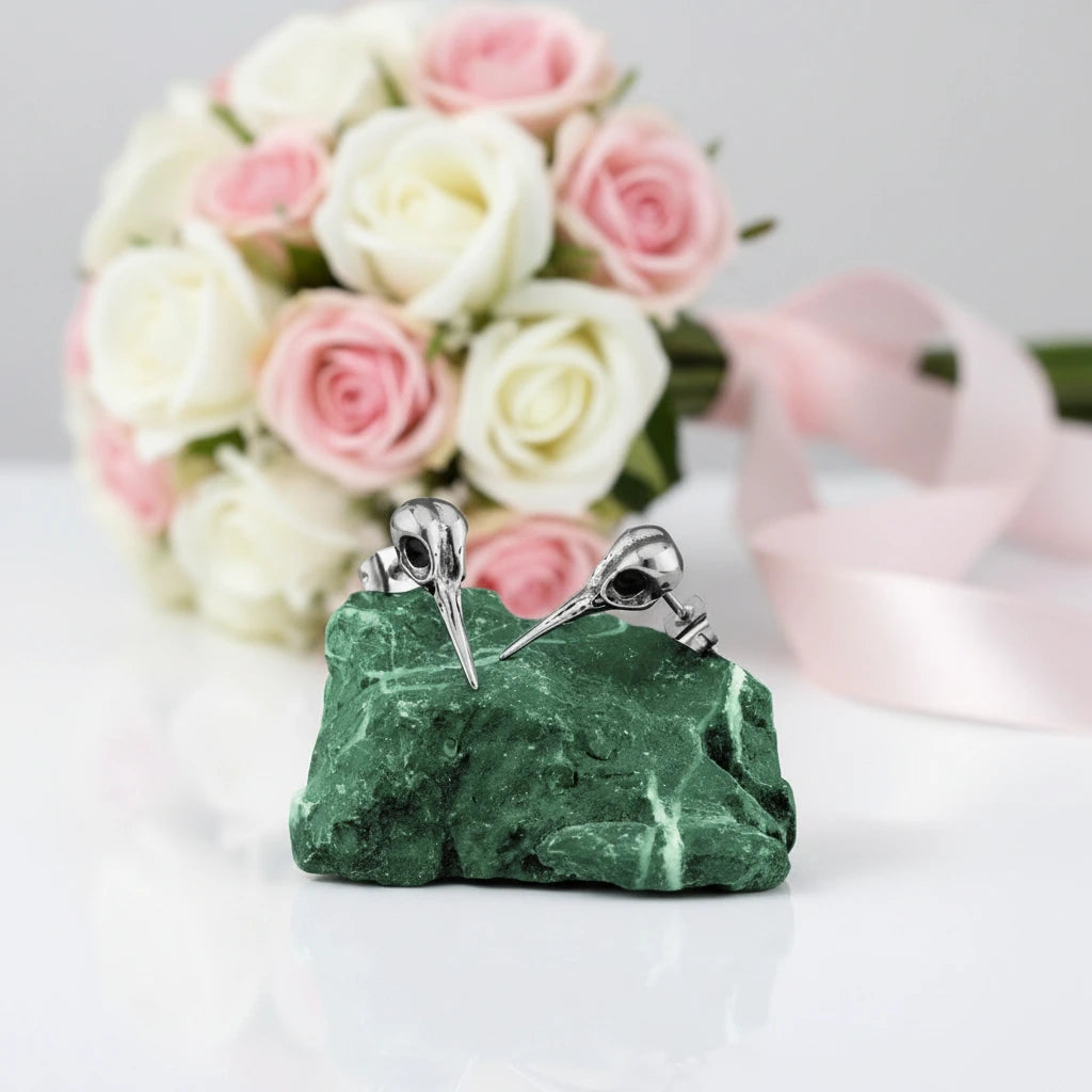 Vintage Viking Raven Stud Earrings-Black Diamonds New York