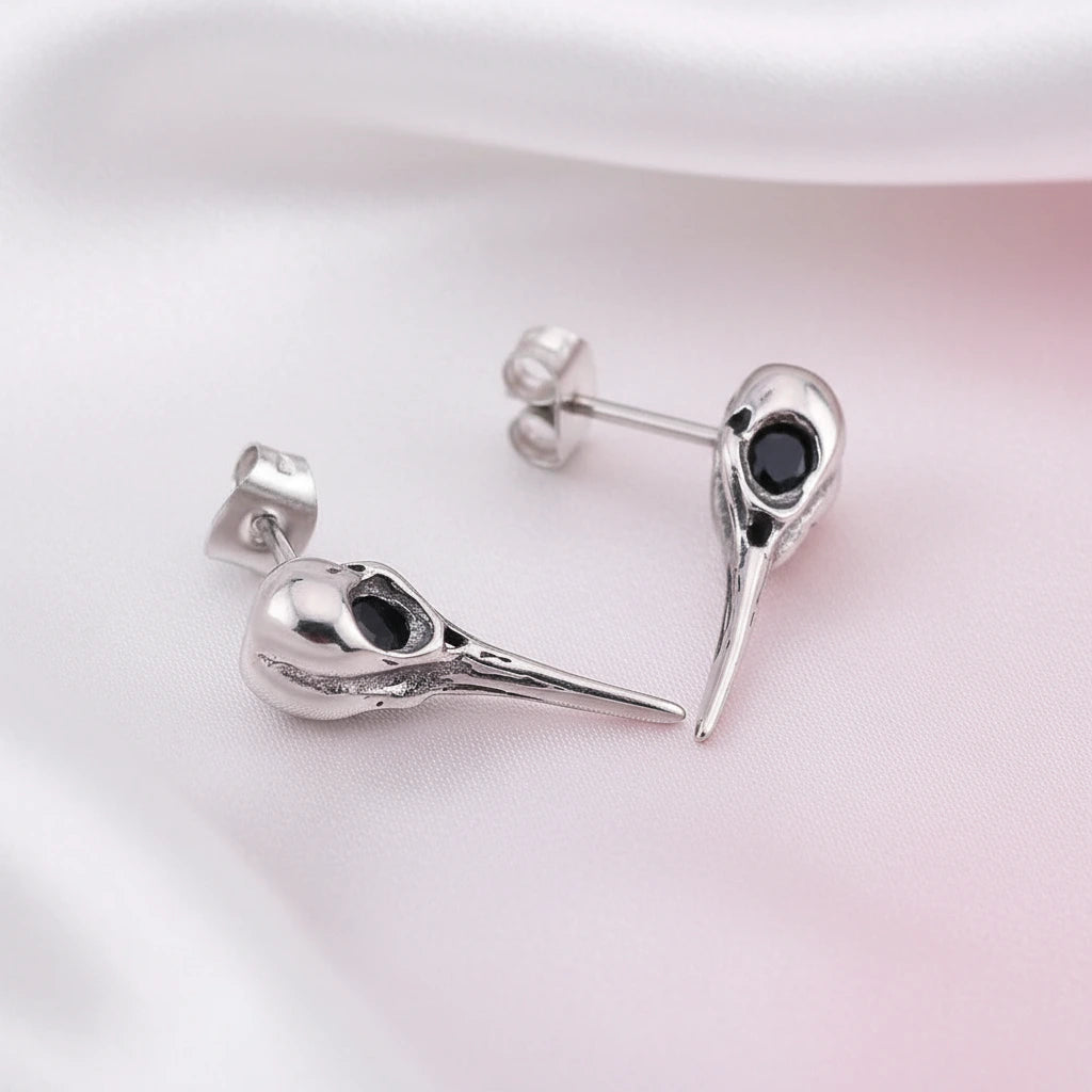 Vintage Viking Raven Stud Earrings-Black Diamonds New York