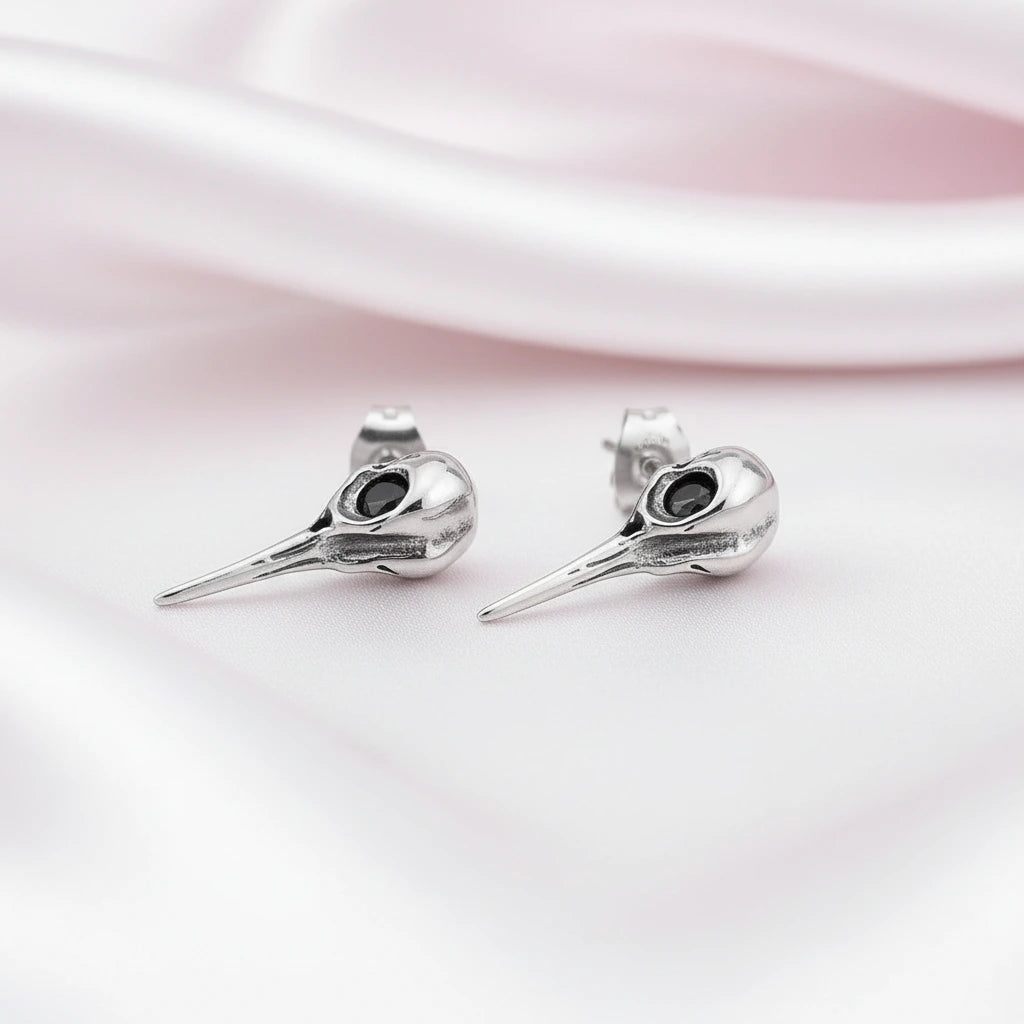 Vintage Viking Raven Stud Earrings-Black Diamonds New York