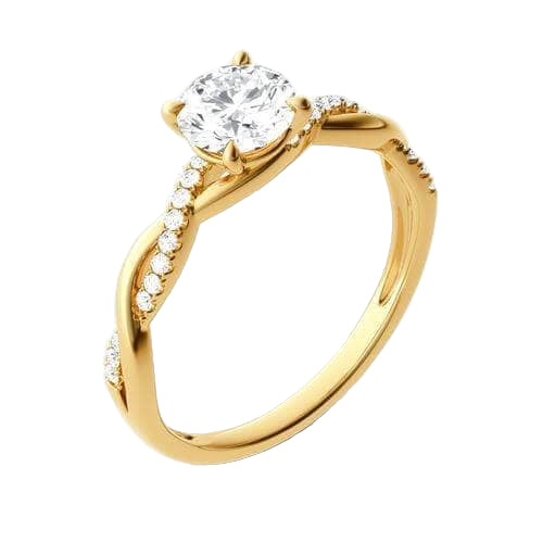 VIP Custom Dream Ring- 1.25 Carat Round Cut Twist Yellow Gold Promise Ring (Aftersale Service)-Black Diamonds New York