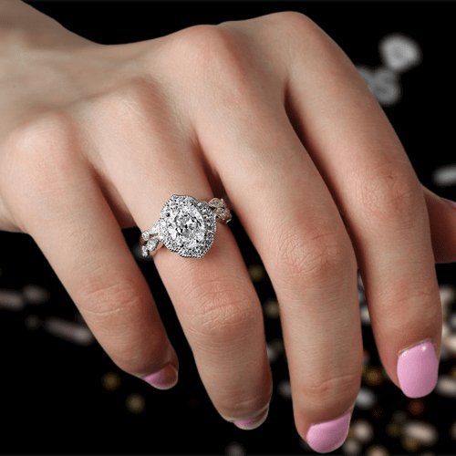 VIP Custom Upgrade- Milgrain Halo Oval Cut Vintage Wedding Set (Aftersale Service)-Black Diamonds New York
