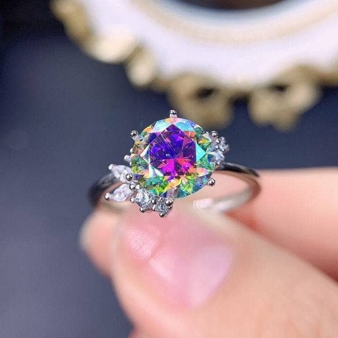 VIP DREAM RING UPGRADE- 2ct Round Cut Rainbow Diamond Option Ring Platinum (Aftersale Service)-Black Diamonds New York