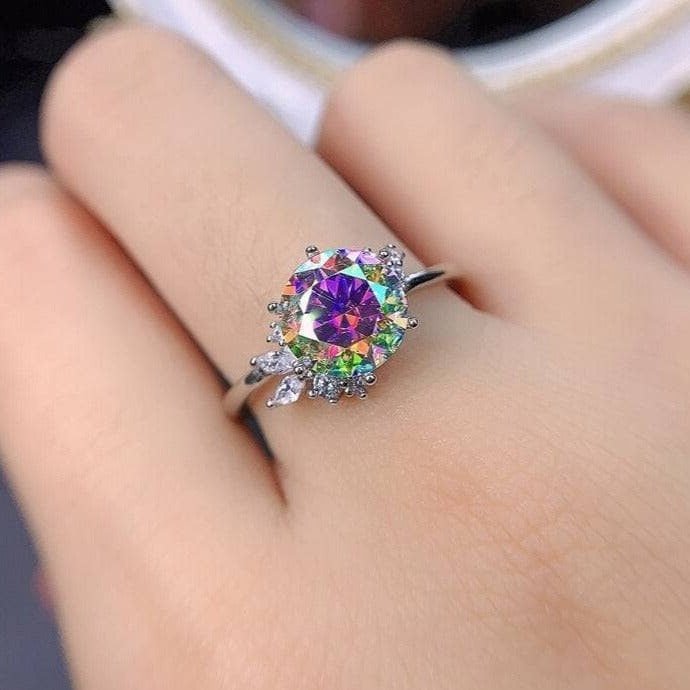 VIP DREAM RING UPGRADE- 2ct Round Cut Rainbow Diamond Option Ring Platinum (Aftersale Service)-Black Diamonds New York