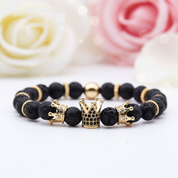 Volcanic Stone Crown Bead Bracelet-Black Diamonds New York