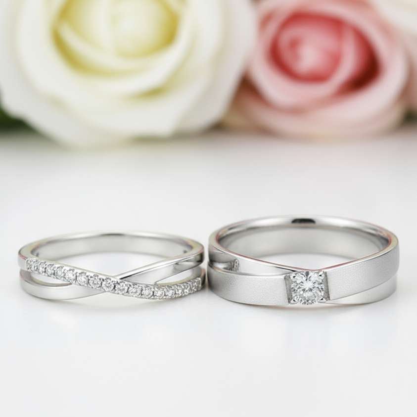 VVS1 Diamond Wedding Couple Ring-Black Diamonds New York