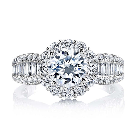 3.0 Ct Round Diamond Halo Engagement Ring-Black Diamonds New York
