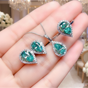 Water Drop Green Diamond Option Jewelry Set-Black Diamonds New York