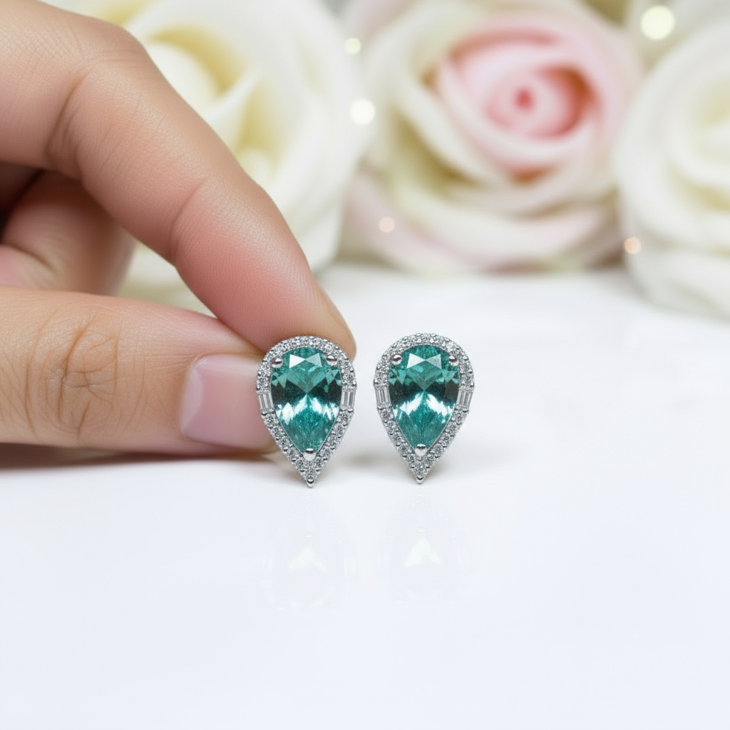 Water Drop Green Diamond Option Jewelry Set-Black Diamonds New York