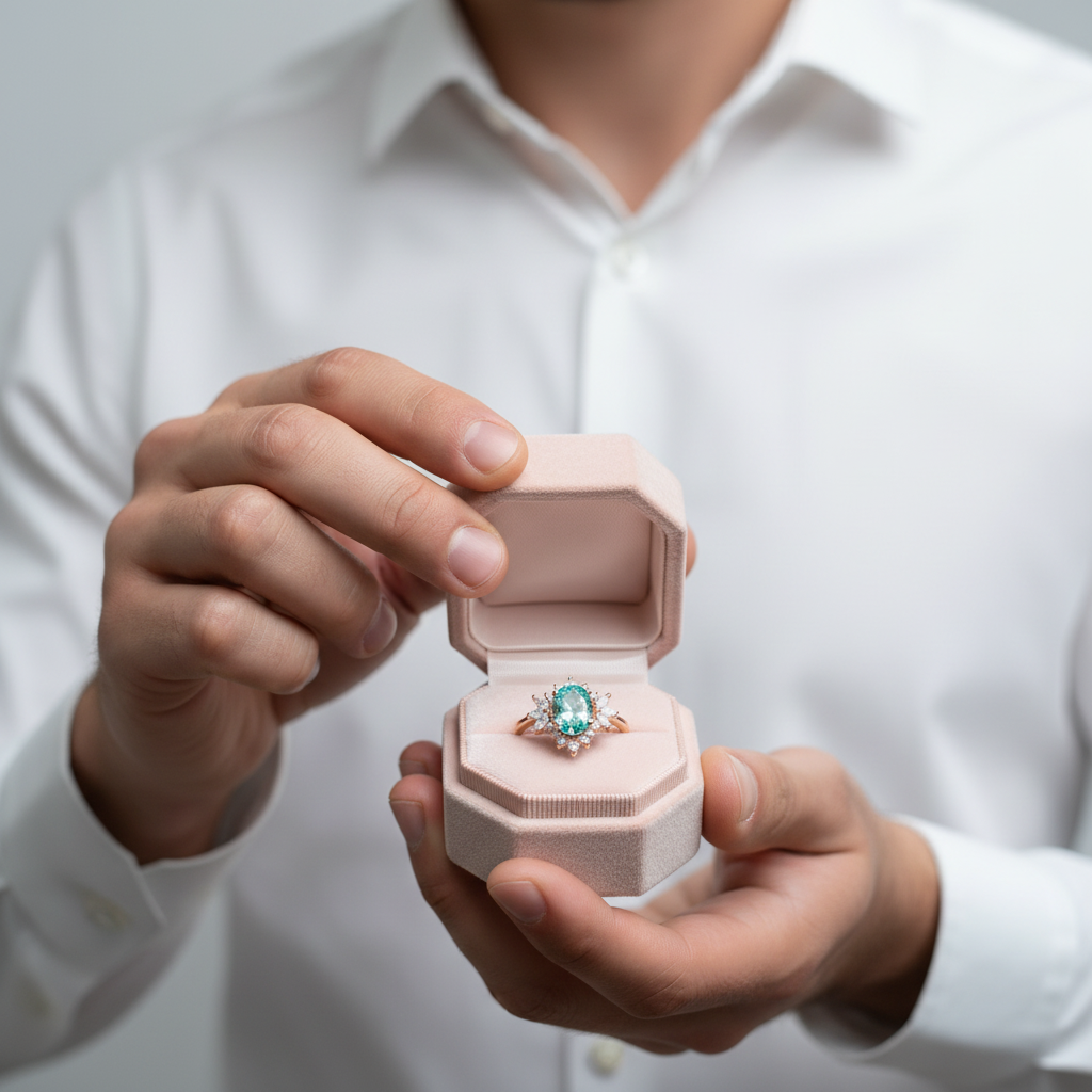 Water Drop Style 1.5ct Green Diamond Ring