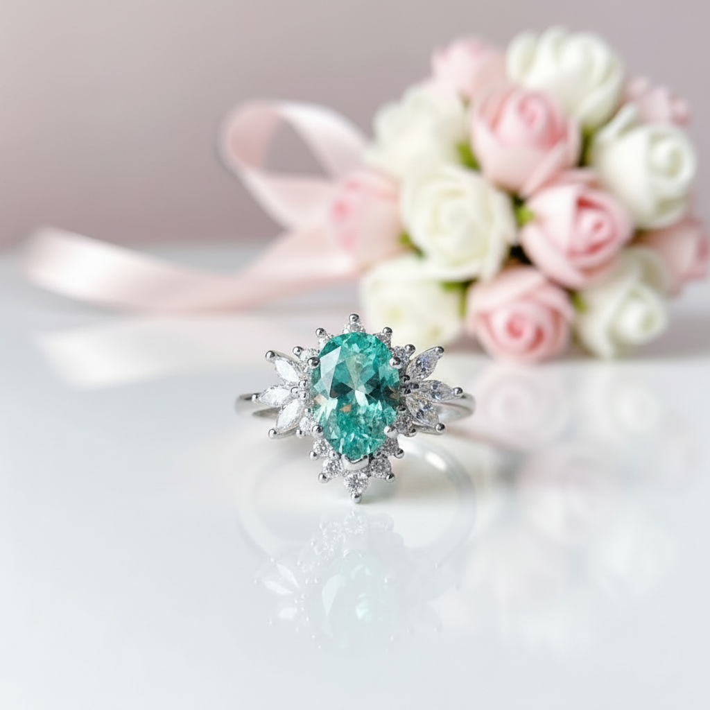 Water Drop Option 1.5ct Green Diamond Option Ring-Black Diamonds New York