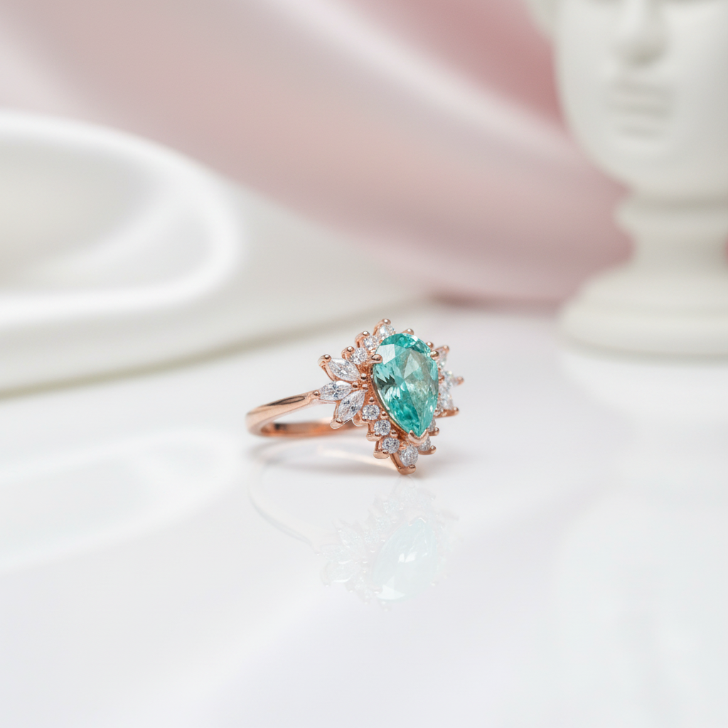 Water Drop Option 1.5ct Green Diamond Option Ring-Black Diamonds New York