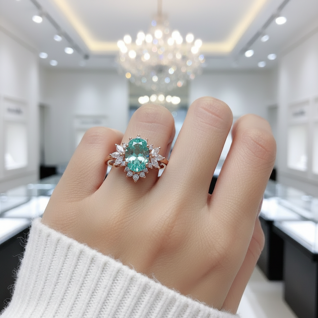 Water Drop Option 1.5ct Green Diamond Option Ring-Black Diamonds New York