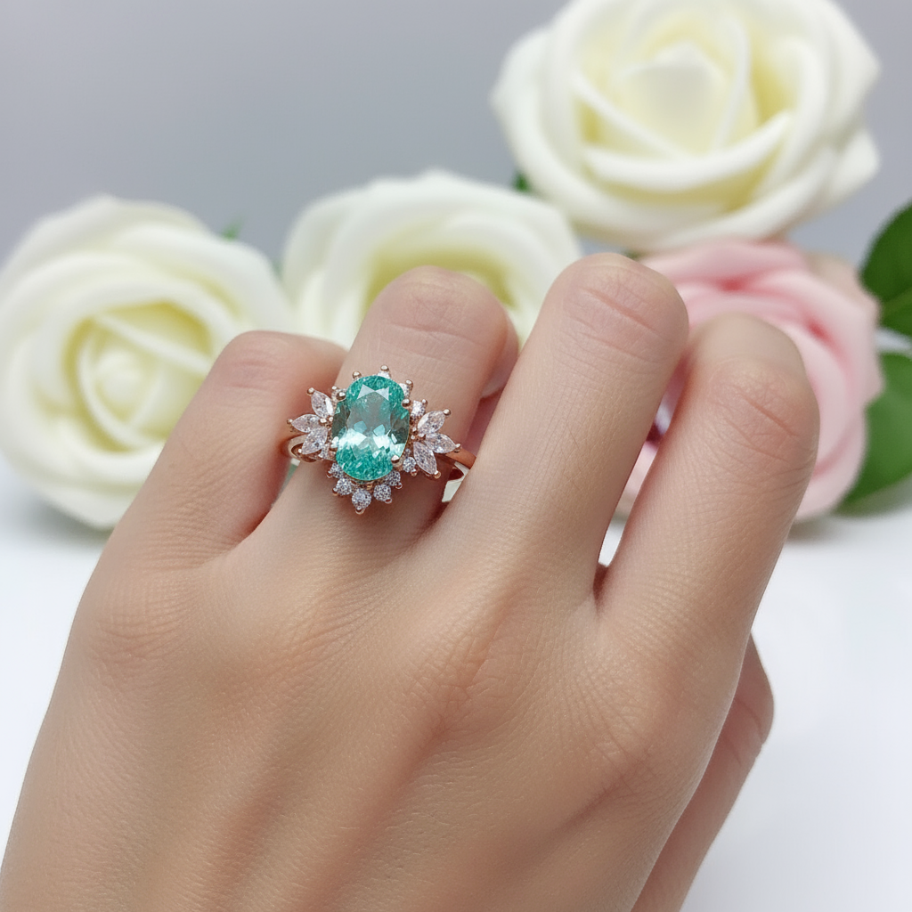 Water Drop Style 1.5ct Green Diamond Ring-Black Diamonds New York