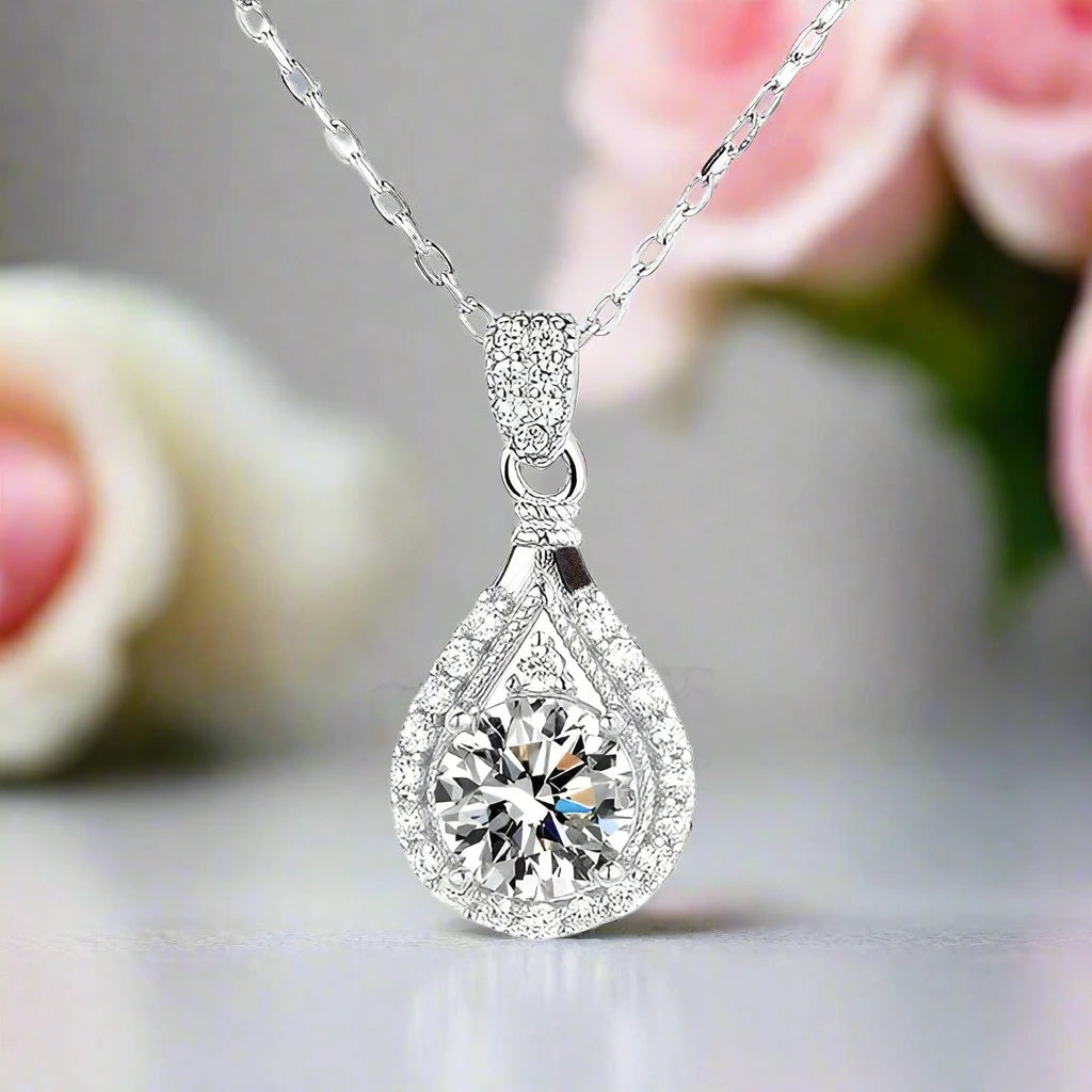 Water Drop Style Pouring Diamond Necklace-Black Diamonds New York