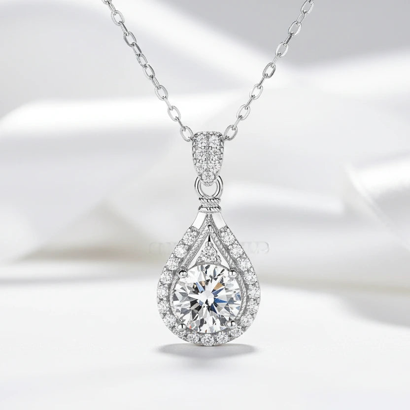 Water Drop Style Pouring Diamond Necklace-Black Diamonds New York