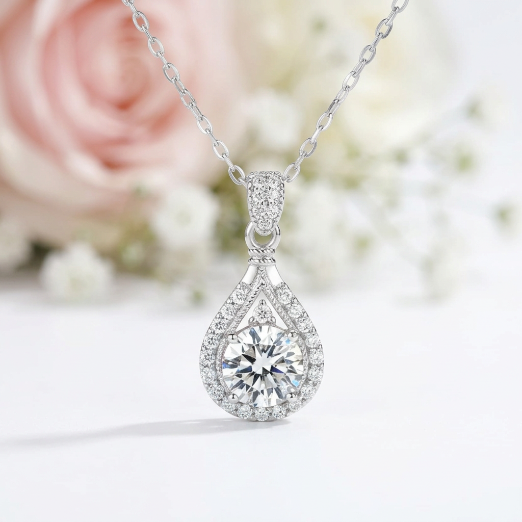 Water Drop Option Pouring Diamond Option Necklace-Black Diamonds New York