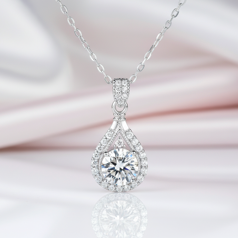 Water Drop Option Pouring Diamond Option Necklace-Black Diamonds New York