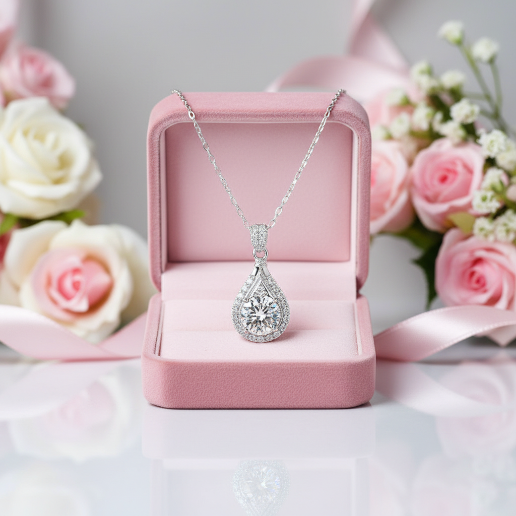 Water Drop Option Pouring Diamond Option Necklace-Black Diamonds New York
