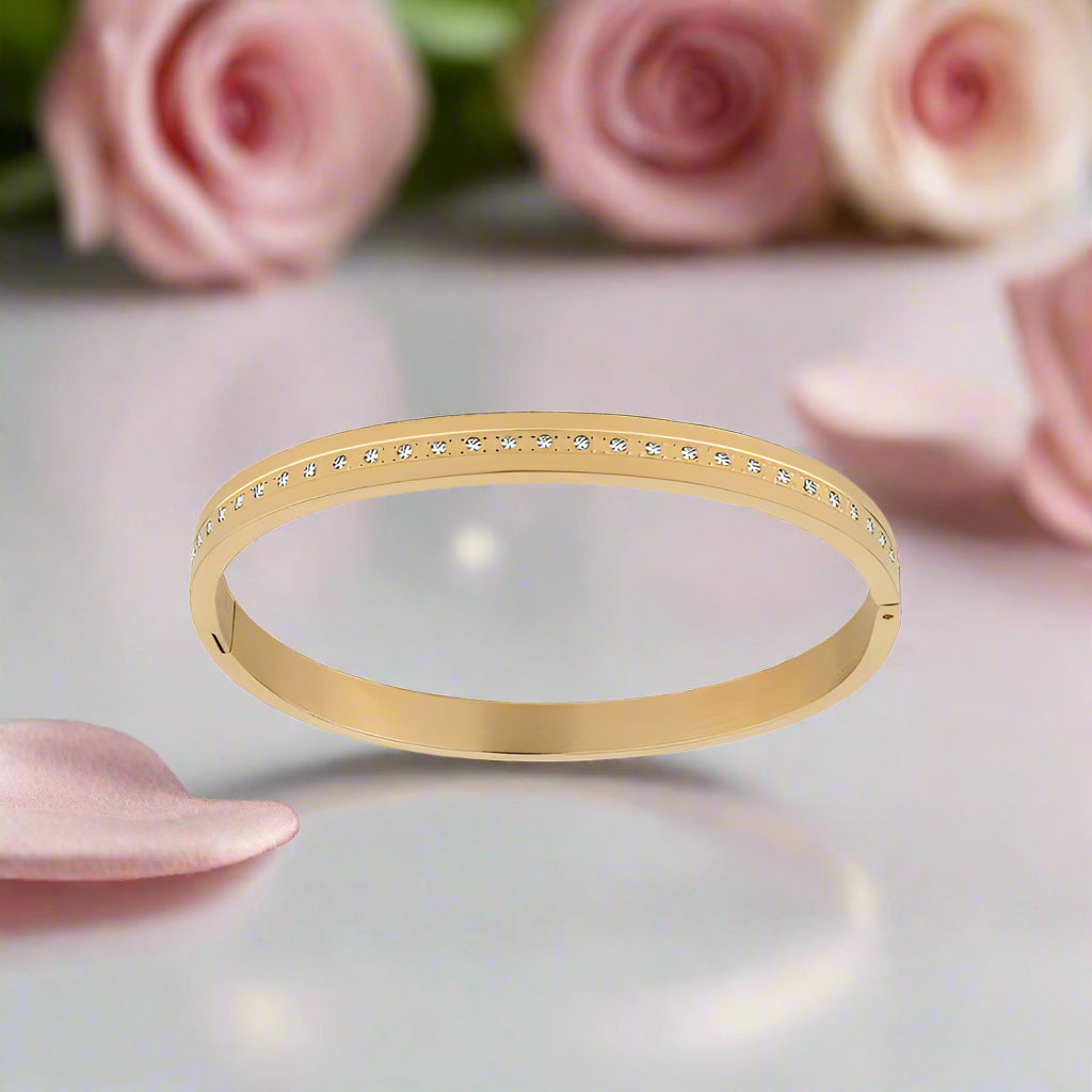 Waterproof Women's Bangle with Round Diamond-Black Diamonds New York