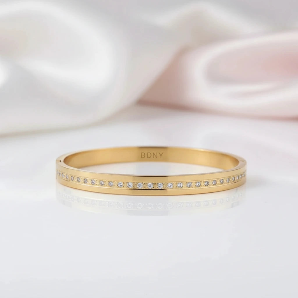 Waterproof Women's Bangle with Round Diamond Option-Black Diamonds New York