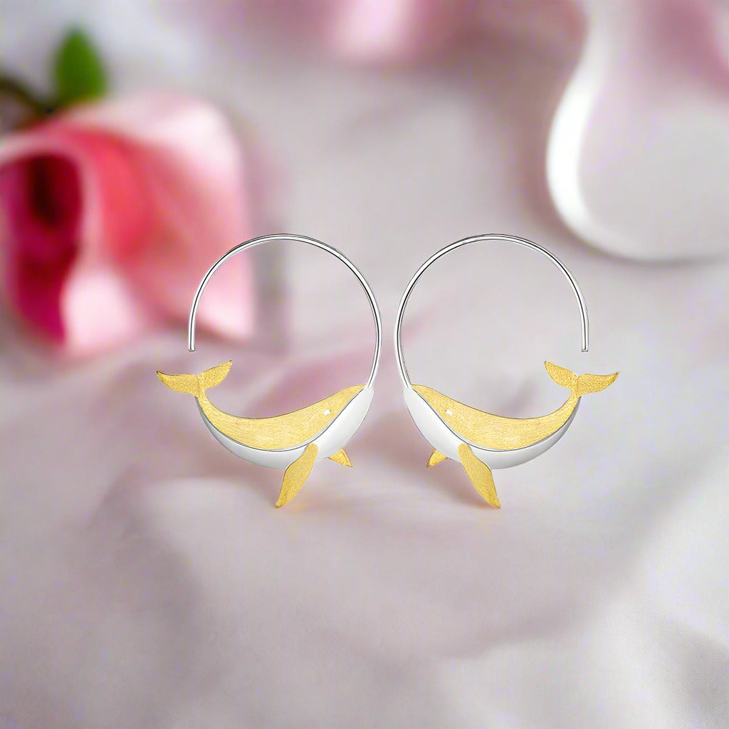 Whale Round Hoop Earrings-Black Diamonds New York