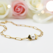 White Freshwater Pearl 18K Yellow Gold Necklace-Black Diamonds New York