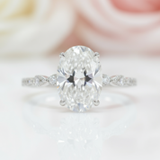White Gold 3.5ct Oval Cut Diamond Engagement Ring-Black Diamonds New York